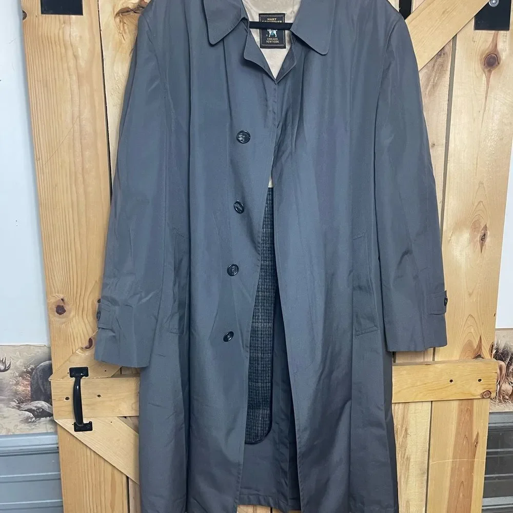 Hart Schaffner Marx New York Chicago Trench Coat Removable Lining Jacket